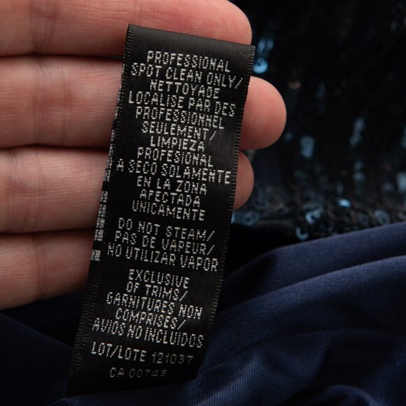 David Meister Sheath Dress Embellished Quater Sleeve Cocktail Navy Blue Size 14 - Picture 5 of 9